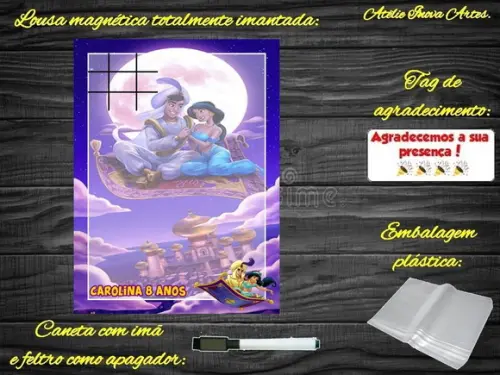 Lousa Magnética + Jogo da Velha Aladdin com Embalagem
