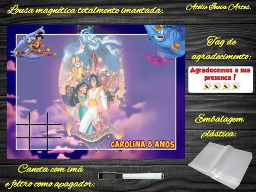 Lousa Magnética + Jogo da Velha Aladdin com Embalagem