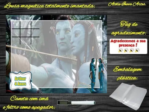 Lousa Magnética + Jogo da Velha Avatar com Embalagem