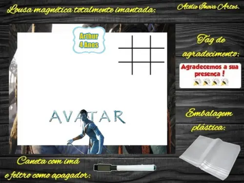 Lousa Magnética + Jogo da Velha Avatar com Embalagem