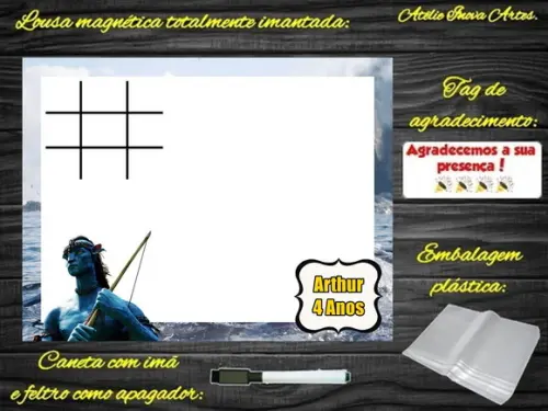 Lousa Magnética + Jogo da Velha Avatar com Embalagem