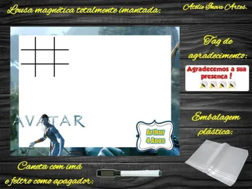Lousa Magnética + Jogo da Velha Avatar com Embalagem