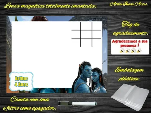 Lousa Magnética + Jogo da Velha Avatar com Embalagem
