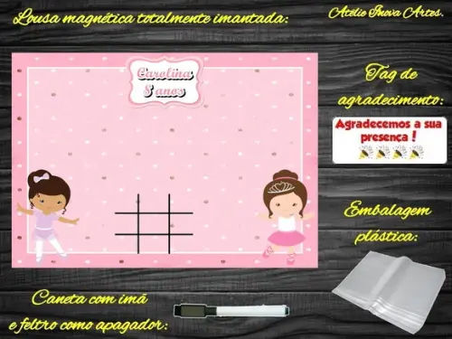 Lousa Magnética + Jogo da Velha Bailarina com Embalagem