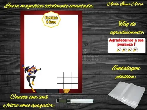 Lousa Magnética + Jogo da Velha Batgirl com Embalagem