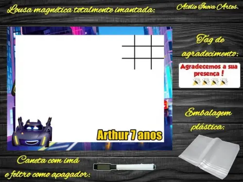 Lousa Magnética + Jogo da Velha Batwheels com Embalagem