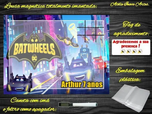 Lousa Magnética + Jogo da Velha Batwheels com Embalagem