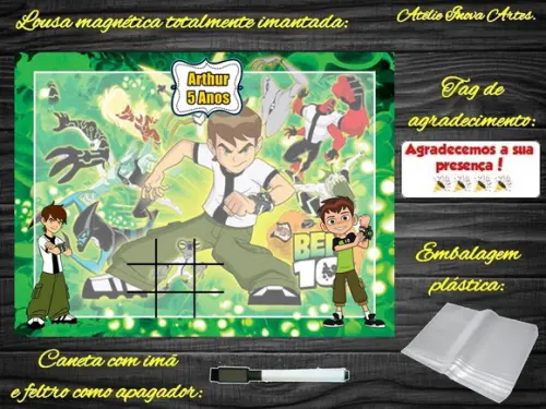 Lousa Magnética + Jogo da Velha Ben 10 com Embalagem