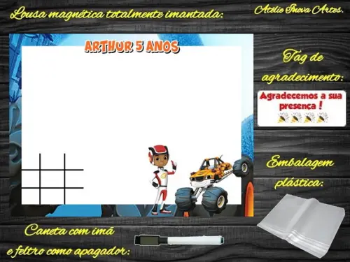 Lousa Magnética + Jogo da Velha Blaze com Embalagem