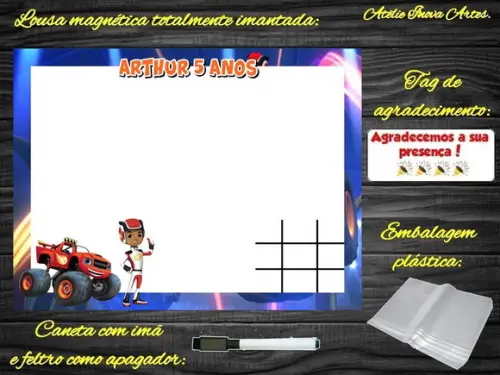 Lousa Magnética + Jogo da Velha Blaze com Embalagem