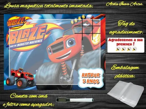 Lousa Magnética + Jogo da Velha Blaze com Embalagem