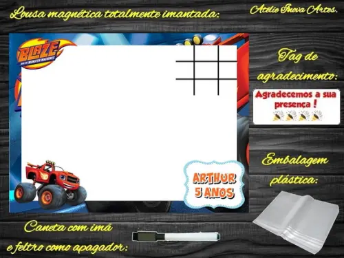 Lousa Magnética + Jogo da Velha Blaze com Embalagem