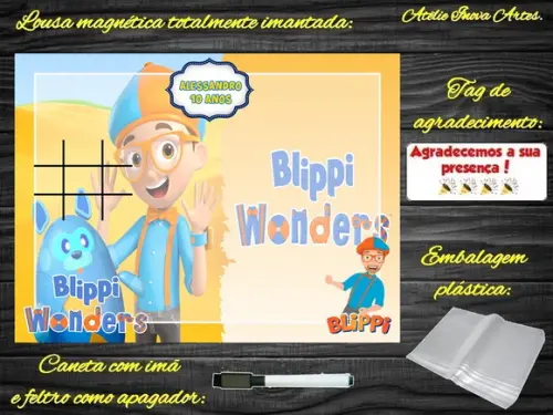 Lousa Magnética + Jogo da Velha Blippi Wonders com Embalagem