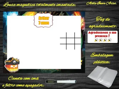 Lousa Magnética + Jogo da Velha Blox Fruits com Embalagem