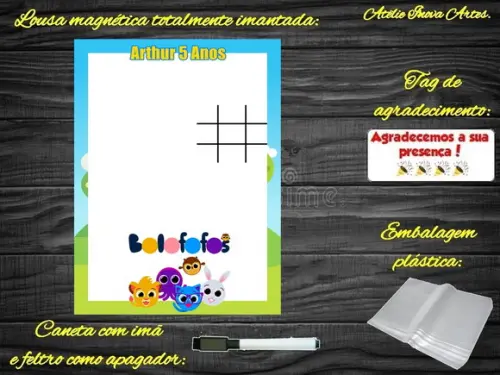 Lousa Magnética + Jogo da Velha Bolofofos com Embalagem