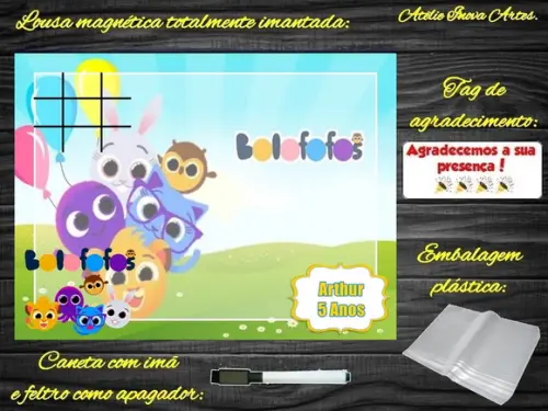Lousa Magnética + Jogo da Velha Bolofofos com Embalagem