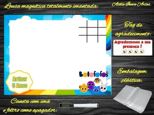 Lousa Magnética + Jogo da Velha Bolofofos com Embalagem