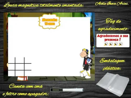 Lousa Magnética + Jogo da Velha Chaves com Embalagem
