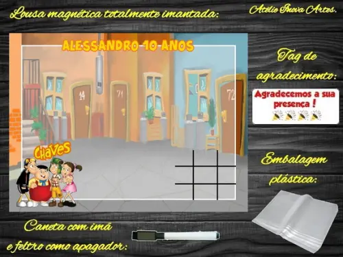 Lousa Magnética + Jogo da Velha Chaves com Embalagem