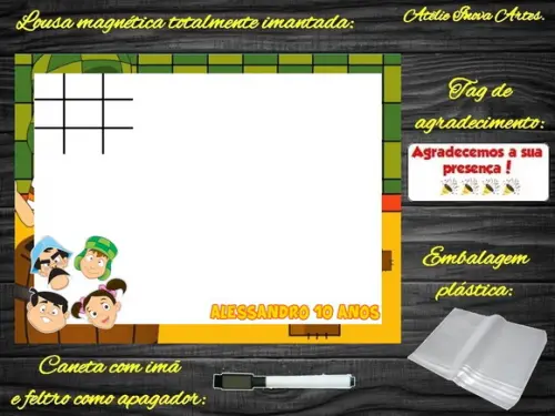 Lousa Magnética + Jogo da Velha Chaves com Embalagem
