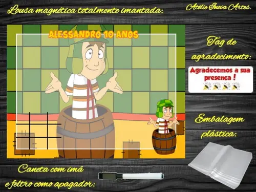 Lousa Magnética + Jogo da Velha Chaves com Embalagem