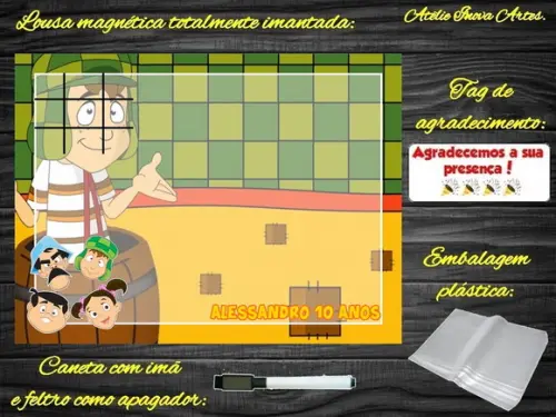 Lousa Magnética + Jogo da Velha Chaves com Embalagem