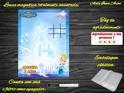 Lousa Magnética + Jogo da Velha Cinderela com Embalagem