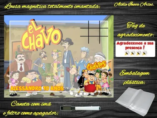 Lousa Magnética + Jogo da Velha Chaves com Embalagem