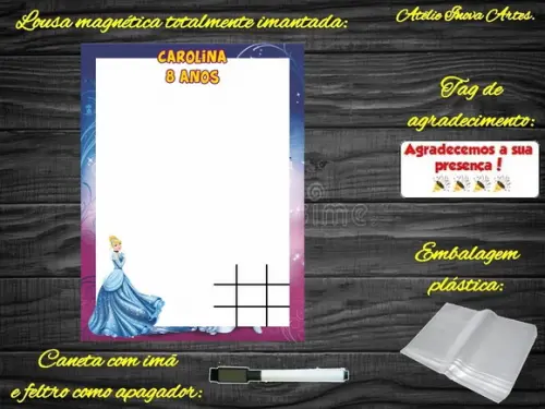 Lousa Magnética + Jogo da Velha Cinderela com Embalagem