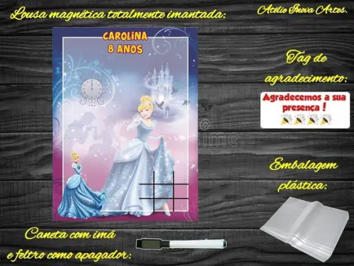 Lousa Magnética + Jogo da Velha Cinderela com Embalagem