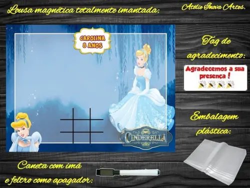 Lousa Magnética + Jogo da Velha Cinderela com Embalagem