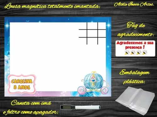 Lousa Magnética + Jogo da Velha Cinderela com Embalagem