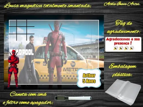 Lousa Magnética + Jogo da Velha Deadpool com Embalagem