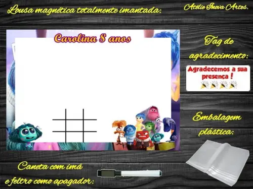 Lousa Magnética + Jogo da Velha Divertidamente com Embalagem