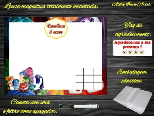 Lousa Magnética + Jogo da Velha Divertidamente com Embalagem