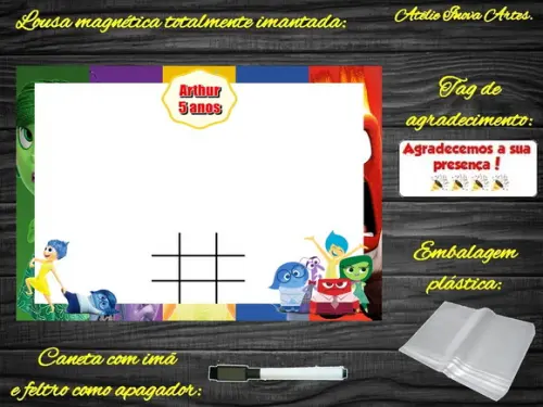 Lousa Magnética + Jogo da Velha Divertidamente com Embalagem