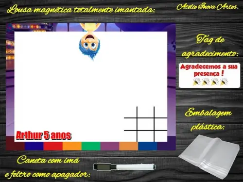 Lousa Magnética + Jogo da Velha Divertidamente com Embalagem