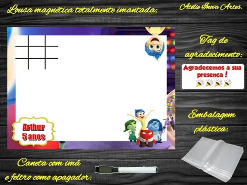 Lousa Magnética + Jogo da Velha Divertidamente com Embalagem