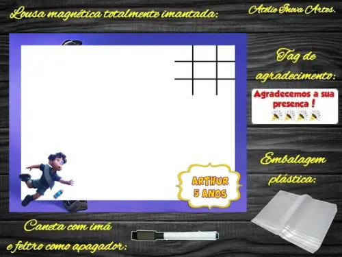 Lousa Magnética + Jogo da Velha Elio com Embalagem