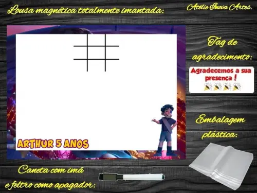 Lousa Magnética + Jogo da Velha Elio com Embalagem