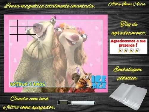 Lousa Magnética + Jogo da Velha Era do Gelo com Embalagem