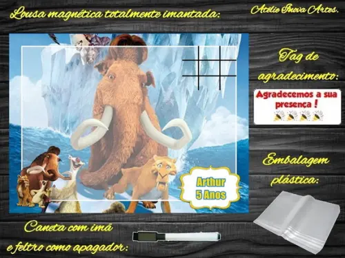 Lousa Magnética + Jogo da Velha Era do Gelo com Embalagem