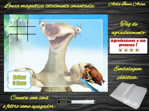 Lousa Magnética + Jogo da Velha Era do Gelo com Embalagem