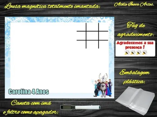 Lousa Magnética + Jogo da Velha Frozen com Embalagem