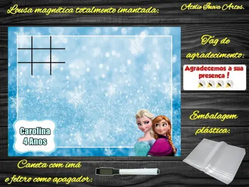 Lousa Magnética + Jogo da Velha Frozen com Embalagem