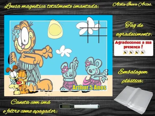 Lousa Magnética + Jogo da Velha Garfield com Embalagem