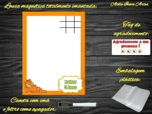 Lousa Magnética + Jogo da Velha Garfield com Embalagem