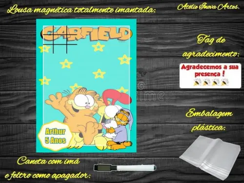 Lousa Magnética + Jogo da Velha Garfield com Embalagem