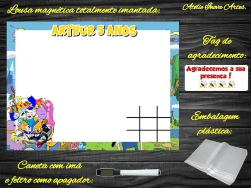 Lousa Magnética + Jogo da Velha Hora da Aventura c Embalagem