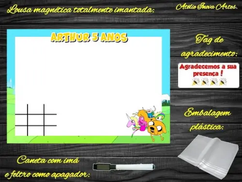 Lousa Magnética + Jogo da Velha Hora da Aventura c Embalagem